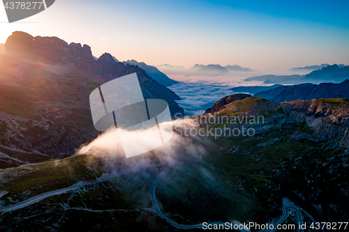 Image of National Nature Park Tre Cime In the Dolomites Alps. Beautiful n