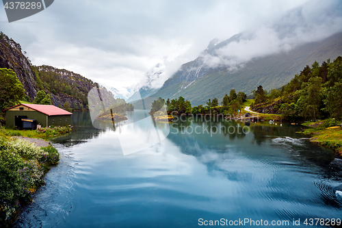 Image of lovatnet lake Beautiful Nature Norway.