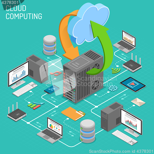 Image of Data Network Cloud Computing Technology Isometric