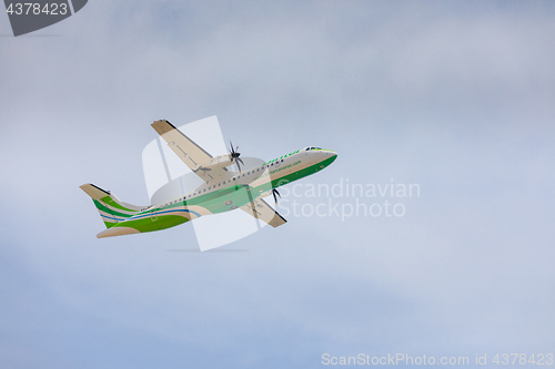 Image of ARECIFE, SPAIN - APRIL, 16 2017: ATR 72 of Binter with the regis