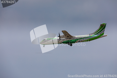 Image of ARECIFE, SPAIN - APRIL, 16 2017: ATR 72 of Binter with the regis