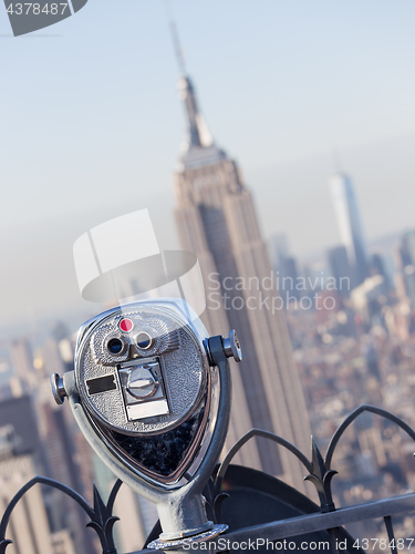 Image of New York City Manhattan skyline in sunset.