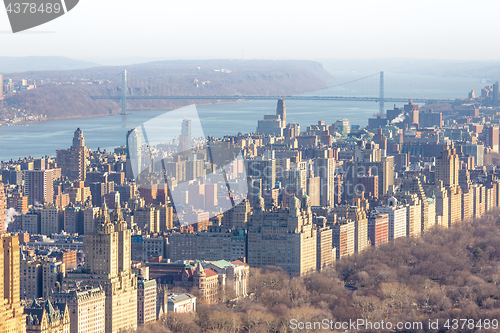 Image of Aerial view of Upper West Side and George Washington Bridge