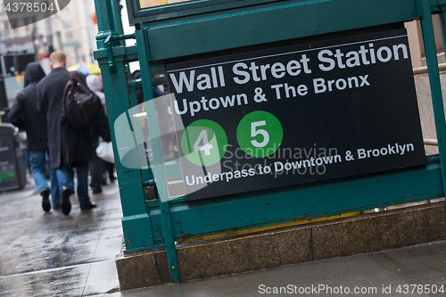 Image of Wall street subway station in New York City.