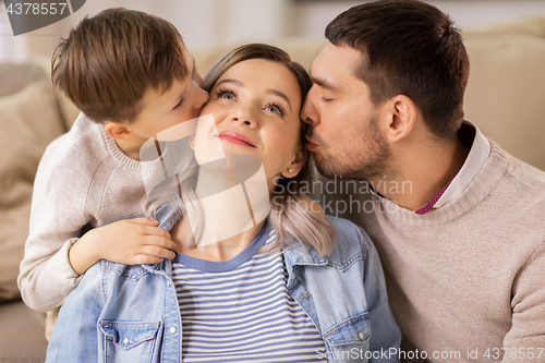 Image of happy family portrait at home