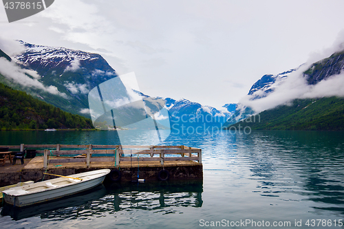 Image of lovatnet lake Beautiful Nature Norway.