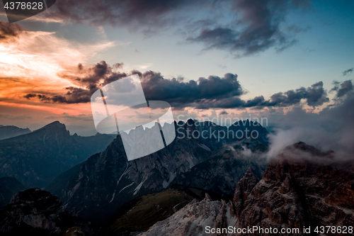 Image of National Nature Park Tre Cime In the Dolomites Alps. Beautiful n