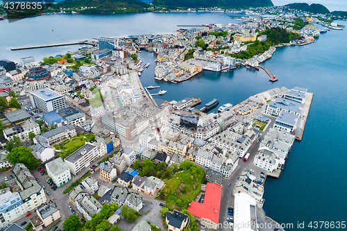 Image of City of Alesund Norway Aerial footage