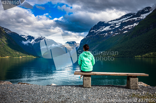 Image of lovatnet lake Beautiful Nature Norway.