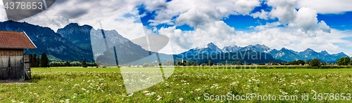 Image of Beautiful natural landscape of the Alps. Forggensee and Schwanga