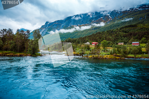 Image of lovatnet lake Beautiful Nature Norway.