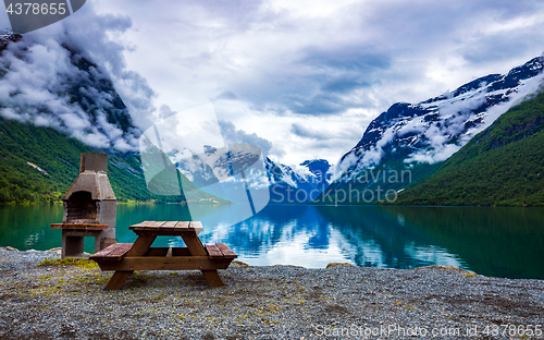 Image of lovatnet lake Beautiful Nature Norway.