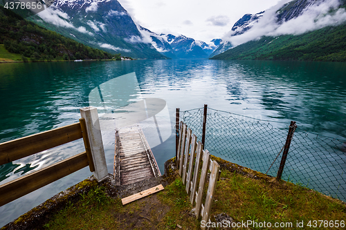 Image of lovatnet lake Beautiful Nature Norway.