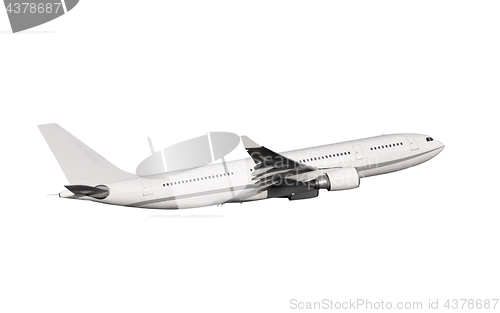 Image of commercial airplane on white background 