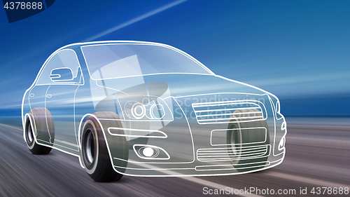 Image of high speed of outline car on the road