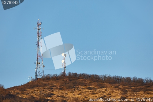 Image of Transmitter towers on a hill