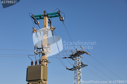 Image of Electric line with transformer