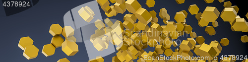 Image of chaotic orange hexagon background