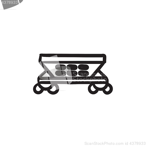 Image of Cargo wagon sketch icon.