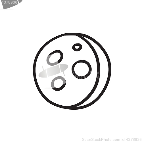 Image of Moon surface with cheese holes sketch icon.