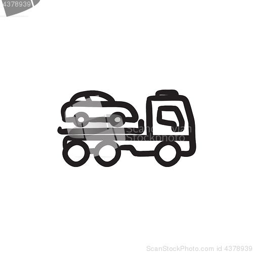 Image of Car towing truck sketch icon.