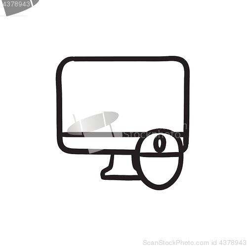 Image of Computer monitor and mouse sketch icon.