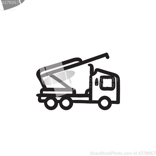 Image of Machine with a crane and cradles sketch icon.