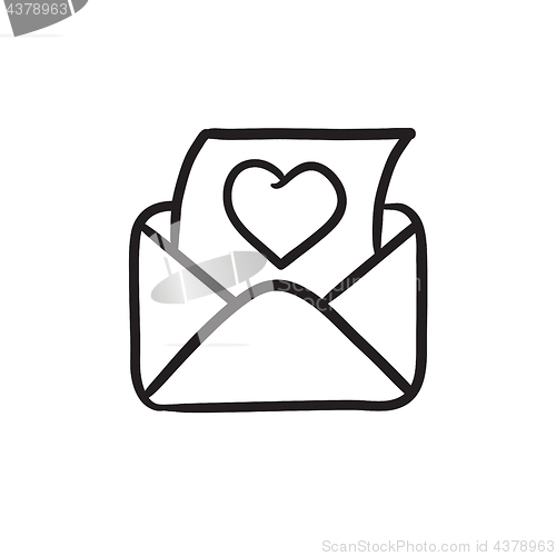 Image of Open envelope with heart sketch icon.