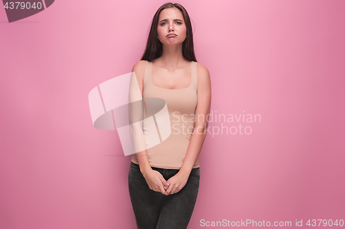 Image of The young woman\'s portrait with sad emotions