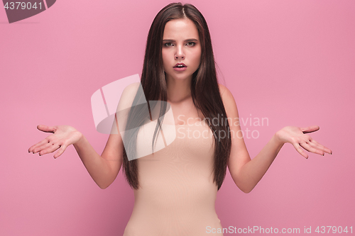 Image of The young woman\'s portrait with sad emotions