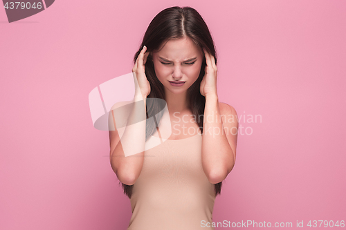 Image of The young woman\'s portrait with sad emotions