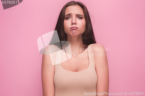 Image of The young woman\'s portrait with sad emotions