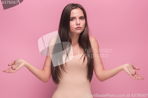 Image of The young woman\'s portrait with sad emotions