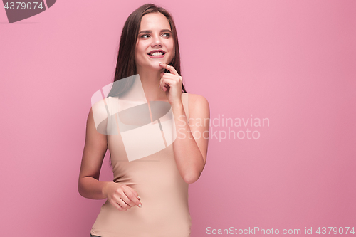 Image of The young woman\'s portrait with happy emotions