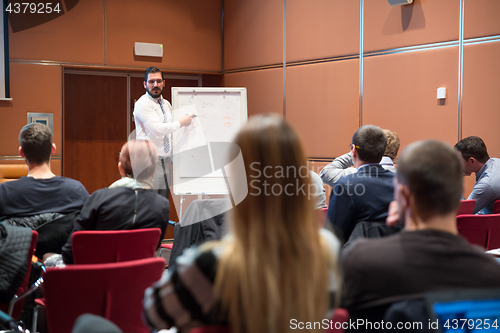 Image of Speaker Giving a Talk at Business Meeting.