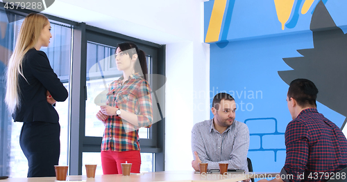 Image of Group of young people meeting in startup office