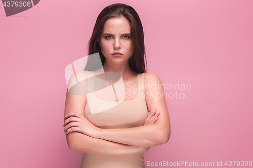 Image of The young woman\'s portrait with sad emotions