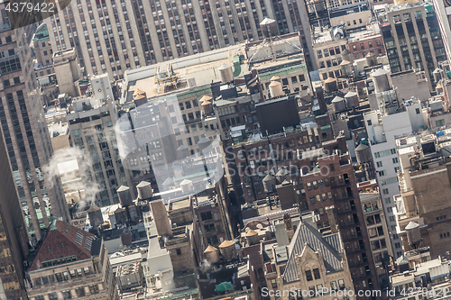 Image of New York City, Midtown Manhattan building rooftops. USA.