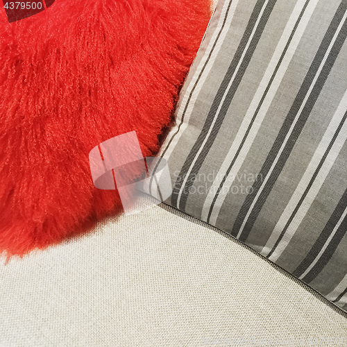 Image of Close-up of cushions decorating a sofa