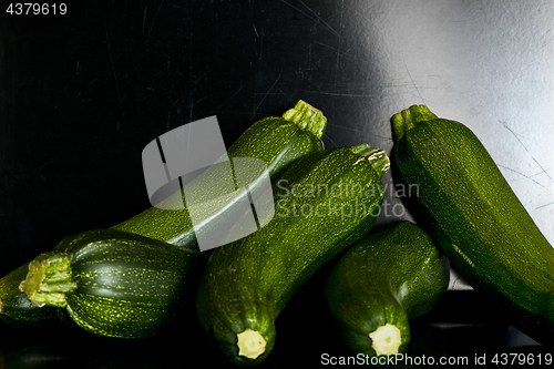 Image of Group of zucchini (zucchetti, courgettes)