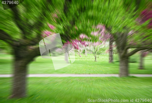 Image of Image of a spring park with a motion blur effect