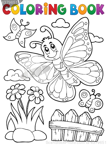 Image of Coloring book happy butterfly topic 5