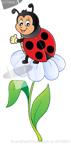 Image of Happy ladybug on flower image 1