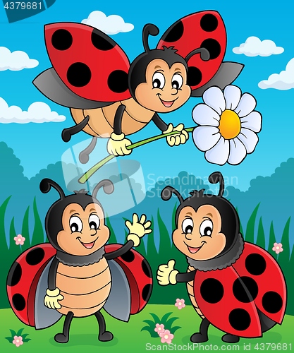 Image of Happy ladybugs on meadow image 2