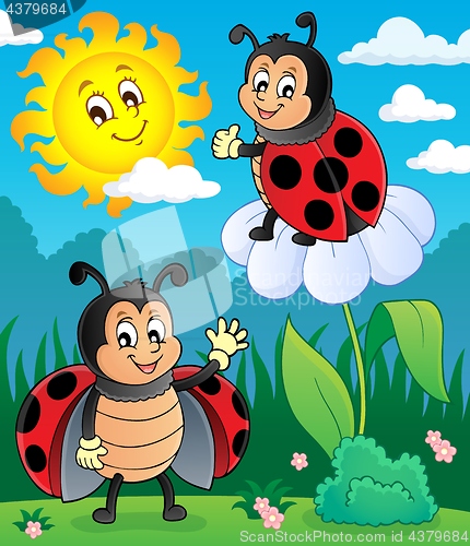 Image of Happy ladybugs on meadow image 3