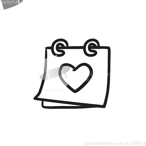 Image of Calendar with heart sketch icon.