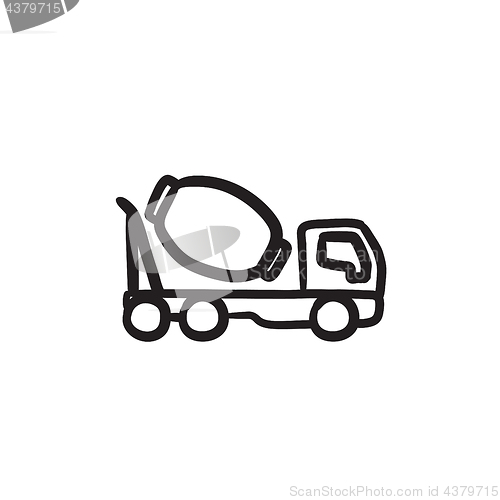 Image of Concrete mixer truck sketch icon.