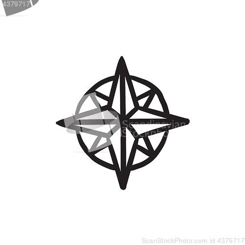 Image of Compass wind rose sketch icon.