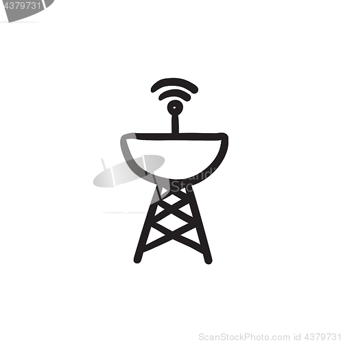 Image of Radar satellite dish sketch icon.