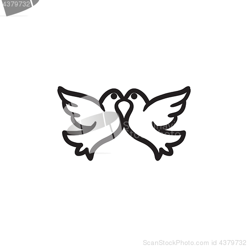 Image of Wedding doves sketch icon.